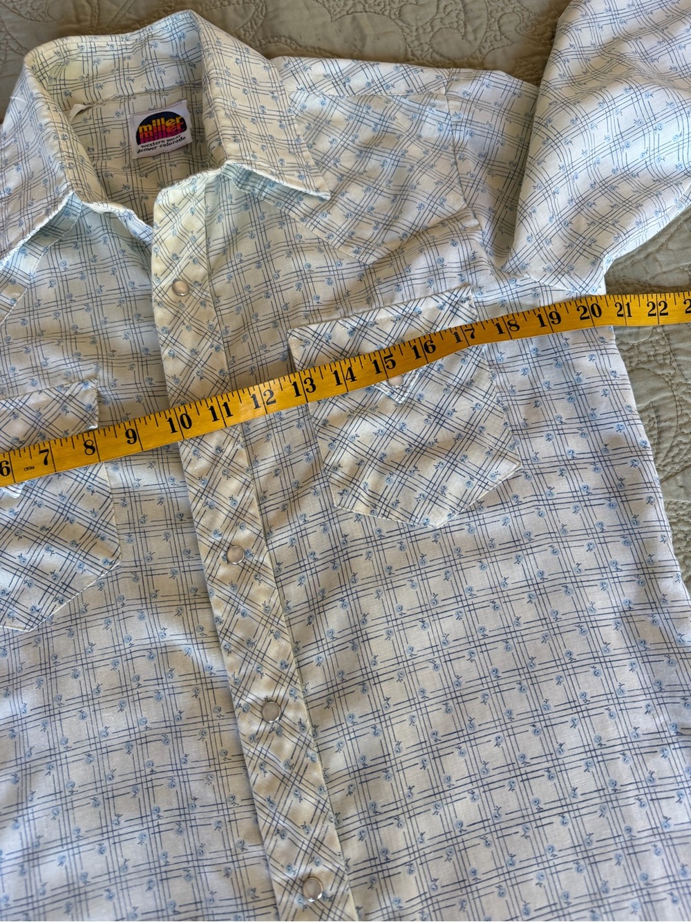 Vintage 70s Miller Western Wear Men’s Pearl Snap Shirt Plaid Cowboy Ranch M - Picture 10 of 11